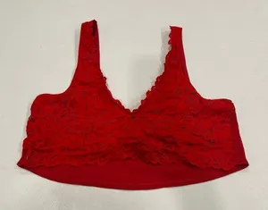 Aerie Lace Bralette Large Red Floral Lace V Neck Soft Stretch thumbnail 1