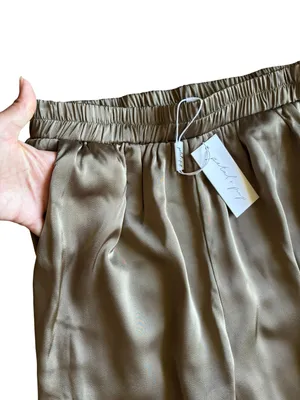 NWT Petal & Pup Gilli Luca Olive Green Satin Cargo Jogger Pants Size M thumbnail 7