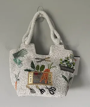 Beaded Purse Clutch Bag Made in India Vegetable Garden Cottagecore 10' x 7.5' thumbnail 1