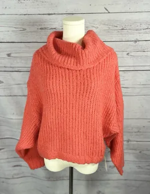 Anthropologie Pilcro Zamora Cowl Neck Alpaca Wool Sweater Coral XS Oversized thumbnail 1