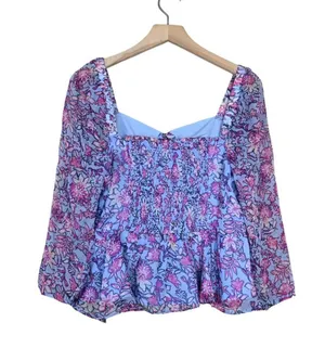 French Connection Womens M Hallie Peplum Halter Top in Placid Blue NEW thumbnail 3