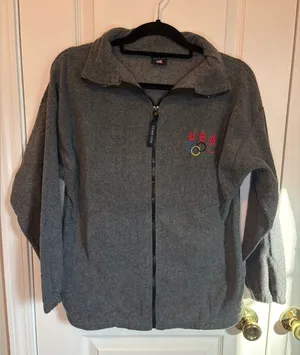 Team USA Olympics Fleece Jacket Gray Zip Up Womens Medium thumbnail 1
