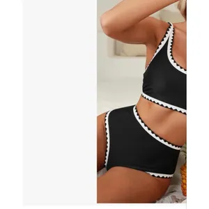 NEW Bikini Set Whip Stitch 2 Pc Swimsuits High Waist Scoop L thumbnail 5