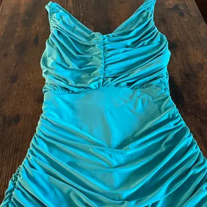 Turquoise blue/green ruched dress Blue thumbnail 5