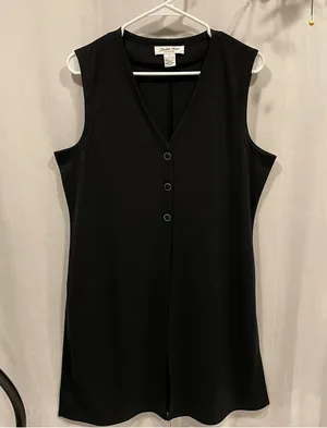 Vintage 80’s oversized flowy vest contrast 3-buttons Judith Hart black thumbnail 1