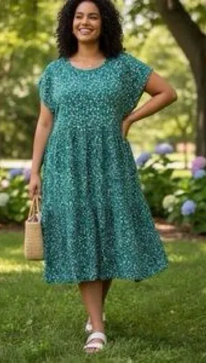 Emory Rose Floral Dress‎ green white size small thumbnail 1