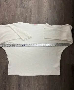 Vince Camuto Sz Lg Long Sleeve Crème/Beige Ribbed Pullover Sweater thumbnail 6