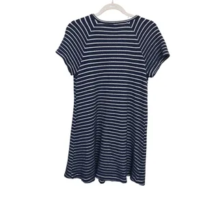 LOFT Womens Navy Blue Striped Cotton Short Sleeve Dress Nautical Coastal Medium thumbnail 2