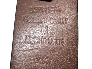 Brow leather belt with dye cut flower design and brass color buckle . thumbnail 5