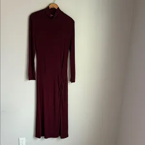 STAUD Portobella Side Ruch Midi Sheath Dress In Merlot Large thumbnail 3