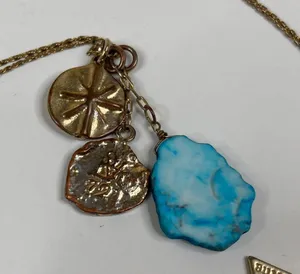 Anthropologie Serefina | Turquoise Gold Sand Dollar Wanderer Necklace 18" thumbnail 4