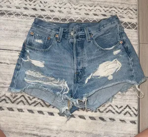 Distressed Levi’s Blue Denim Women’s Shorts size 26 thumbnail 1
