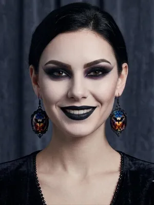 Vintage Cameo Style Gothic Bat Earrings‎ Glass Encased Alloy & Iron Hook thumbnail 4