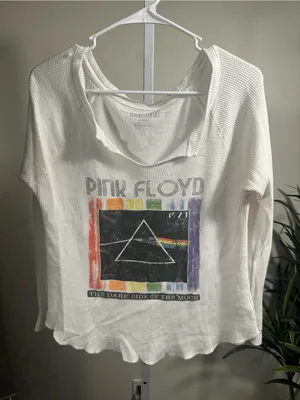 N245. Knit Riot Pink Floyd White Long Sleeve Prism Graphic Thermal Top thumbnail 1