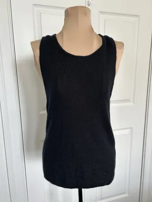 Quince Featherweight Cashmere Ribbed Tank Black Size Large thumbnail 8