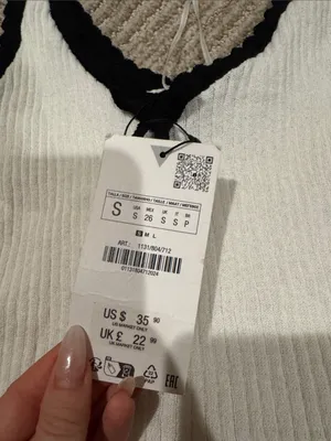 ZARA White Ribbed Camisole with Black Trim thumbnail 2