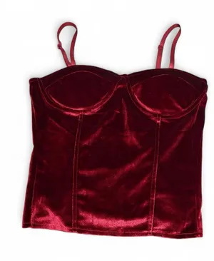 Women’s Red Velvet Bustier Top thumbnail 1