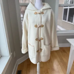 Vintage Crazy Horse Ivory Cream Fleece Hooded Anorak Jacket Coat Size Medium thumbnail 10