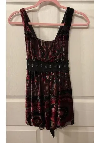 Weston Wear Silk &Velvet Vintage Y2K Babydoll Top Rhinestone Accent Whimsygoth,S thumbnail 1