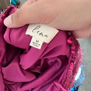 Lena Hot Pink Sequin Mini‎ Dress with Lace up Back - Size M thumbnail 11
