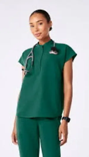 FIGS Women's Rafaela Oversized Scrub Top green size large thumbnail 1