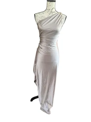 Women's OYS Champagne One Shoulder Dress S thumbnail 2