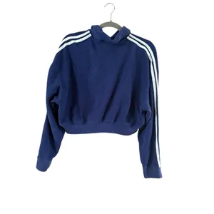 Women's PINK Victoria's Secret Navy Blue Cropped Sweatshirt M thumbnail 3