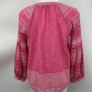 Rachel Zoe faux embroidered print long sleeve large top thumbnail 6