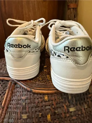 Reebok Cream Sneakers with Black & Cream Leopard Trim thumbnail 4