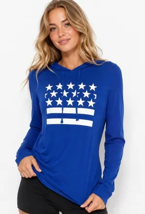 Under Armour Hoodie Sweatshirt Blue American Flag Athletic Womens Sz Medium thumbnail 1