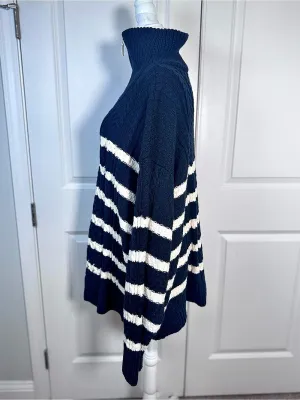 La Ligne x Target Sweater 4X Navy White Cable Knit Quarter Zip Plus Size Coastal thumbnail 6