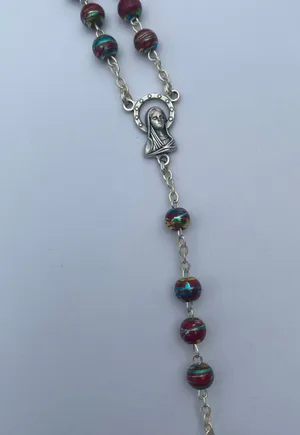 Rosary Red Multicolored Religious Catholic Prayers thumbnail 6