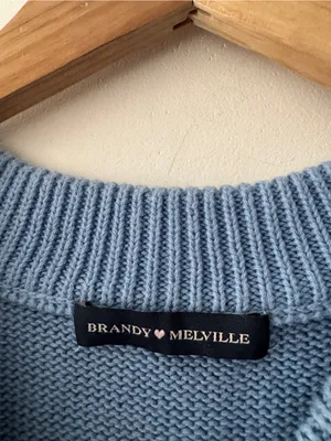Brandy Melville Blue and White Varsity‎ Stripe Knit Sweater Vest thumbnail 4