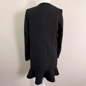 Lulus Womens Black Peplum Ruffle Hem Open Front Collarless Longline Blazer Small thumbnail 3