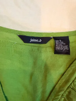 Jaime. B Chartreuse Linen Blend Ruffle Neck Sleeveless Top Size Small thumbnail 3