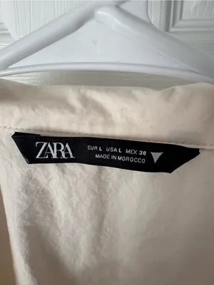 Zara Cropped Utility button front shirt women size L cotton front big pockets thumbnail 5