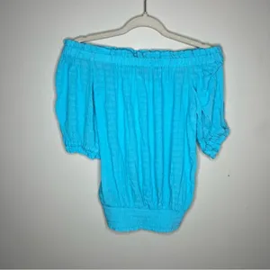Ann Taylor Factory‎ Womens Size S Textured Chiffon Off The Shoulder Blouse thumbnail 3