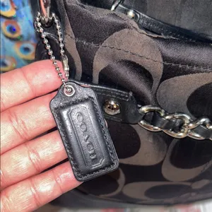 Vintage Coach Sateen Monogram and Leather/Silver Chain Shoulder/Crossbody Bag thumbnail 3