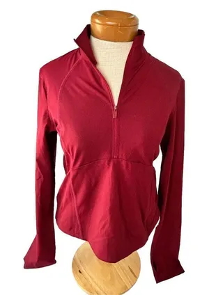 Pink by Victoria’s Secret burgundy 1/2 zip jacket back collar logo size s/m thumbnail 1