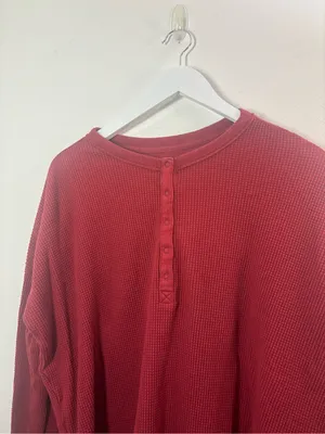 Aerie Offline Waffle Henley Long Sleeve Top Size Medium thumbnail 4