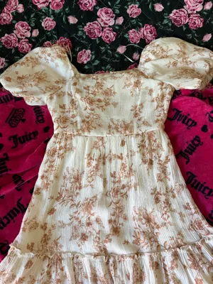 Blu Pepper Cream Mini Dress with Tan Floral Print thumbnail 3