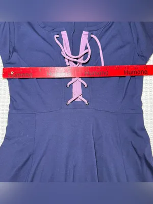 Maeve XSmall Mini Dress Navy Blue Lace Up Square Neck Pockets Skater Corset thumbnail 4