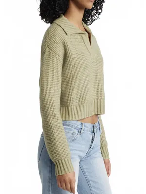 PacSun LA Hearts Gabriela Waffle Knit Collared Sweater Green NWT XL thumbnail 5