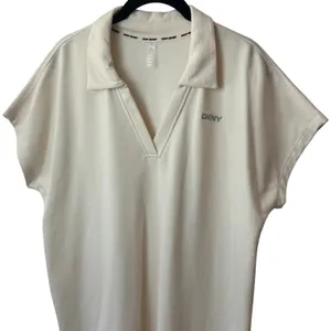 DKNY Ivory Collared Shirt‎ Dress Mini Athletic Athleisure Outdoors Comfort L thumbnail 3