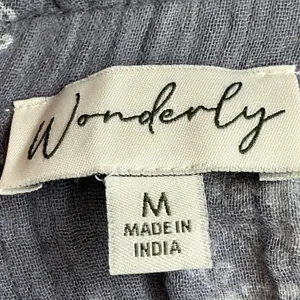 Wonderly Womens Blue‎ Medallion Cotton Gauze Peasant Mini Dress M Puff Sleeve thumbnail 3