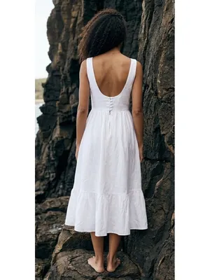 NWT Reformation Bucatini in White Linen Sleeveless Tank Tiered Dress 10 thumbnail 2