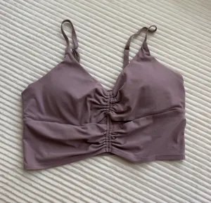 Athleta Dusty Mauve Cutout Back Active Crop Tank Top L thumbnail 1