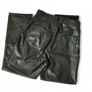 Abercrombie & Fitch The Ankle Straight Ultra High Rise Black Faux‎ Leather Pants thumbnail 4