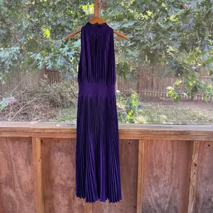 Marina Women's Dark Purple Pleated Sleeveless Midi Dress Size 10 thumbnail 2