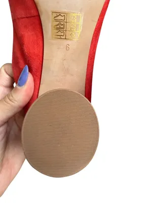 EVERLANE Red Orange Suede Heels Size 6 Womens Shoes thumbnail 2